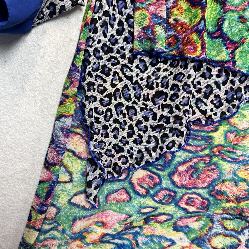 Sheer Animal Print Multicolor High Low Womens Top Size S - Picture 5 of 6